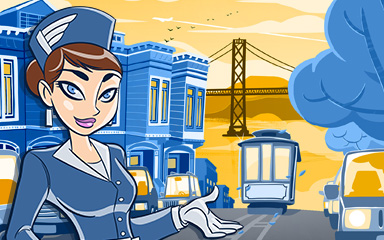 San Francisco Coach Badge - Jet Set Solitaire