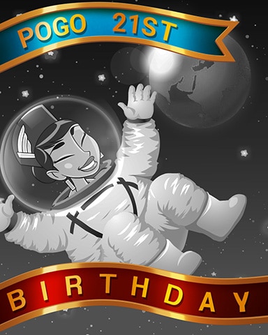 Pam In Space Birthday Badge - Jet Set Solitaire