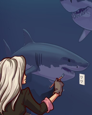 Shark Strokes Badge - Quinn's Aquarium