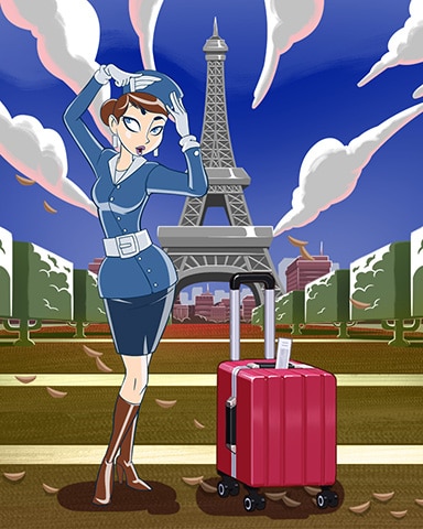 Pam In Paris Badge - Jet Set Solitaire