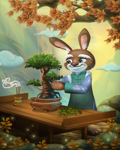 Bonsai Bunny Badge - Mahjong Garden HD