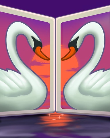 Mirrored Swans Badge - Mahjong Safari HD