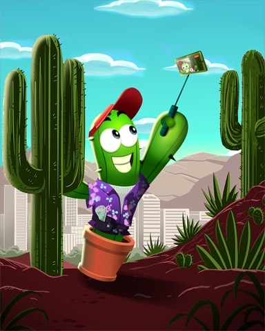 Spike's Cactus Selfie Badge - Poppit! Bingo