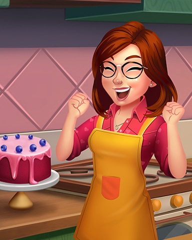 Alice And The Strawberry Cake Badge - Solitaire Home Story