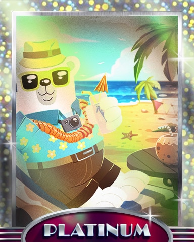 Beach Bum Bear Platinum Badge - Snowbird Solitaire