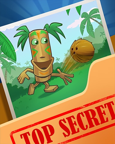 Pogo Tiki Chasing Coconut Top Secret Badge