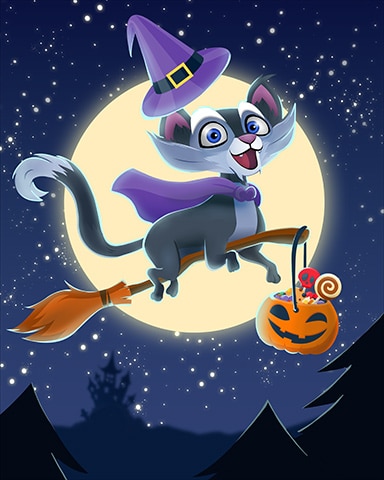 Witch Cat Halloween Badge - Pogo™ Slots