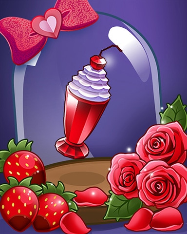 Valentines Red Milkshake Badge - Bejeweled Stars