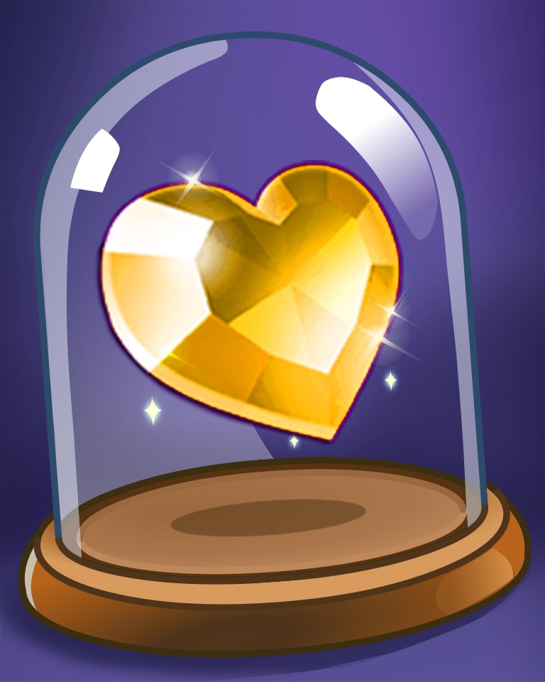 Golden Jeweled Heart Badge - Bejeweled Stars