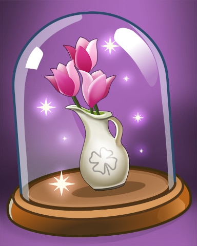 White Vase, Pink Flowers Badge - StoryQuest